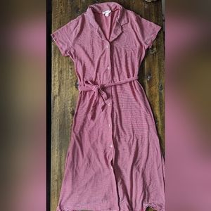 Mid calf red striped dress